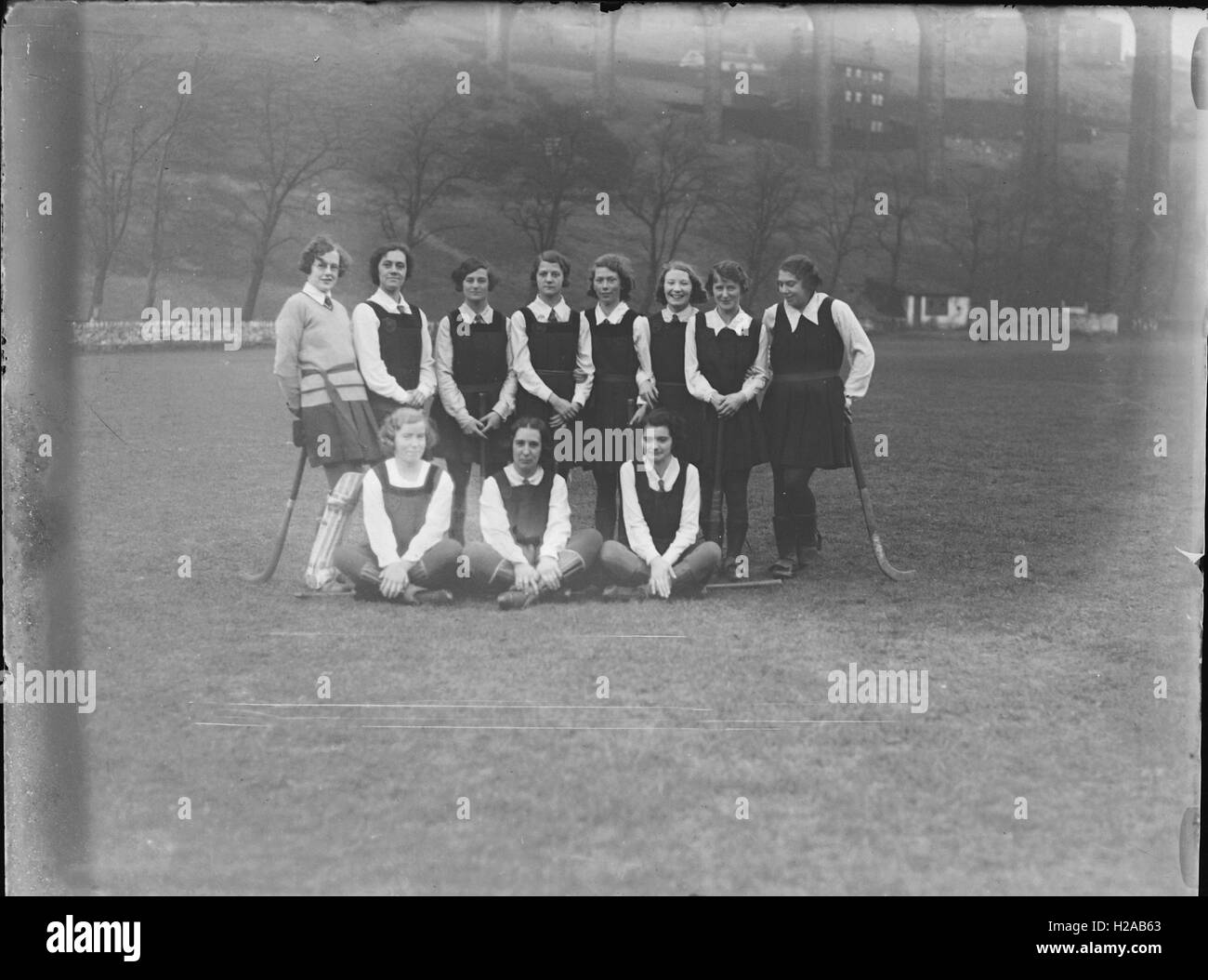 Ladies Hockey Team, Huddersfield 1931. Photo by Tony Henshaw Stock Photo