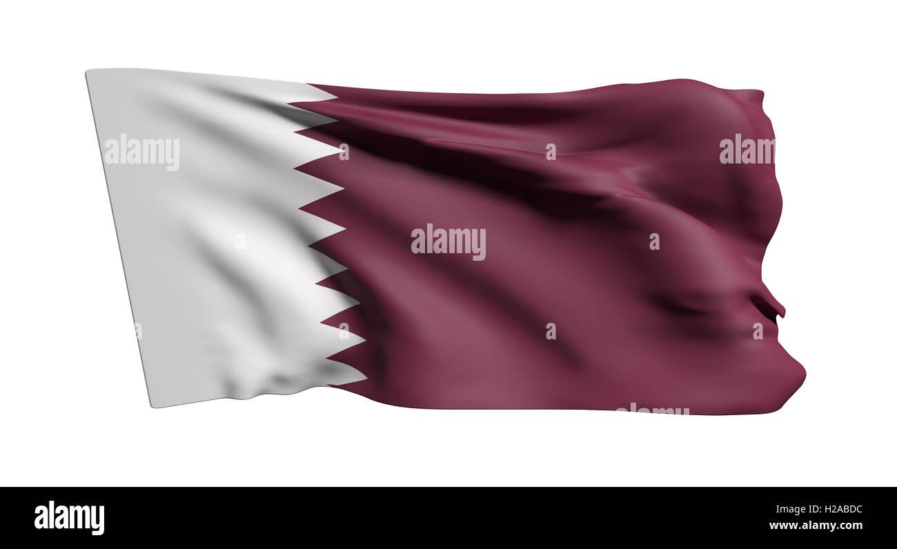 3d rendering of Qatar flag waving on white background Stock Photo Alamy