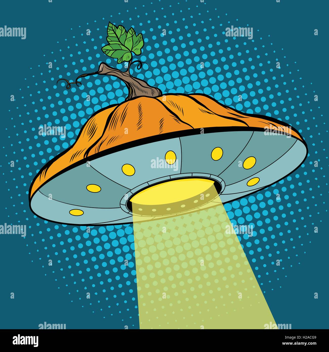 Pumpkin Halloween UFO Stock Vector