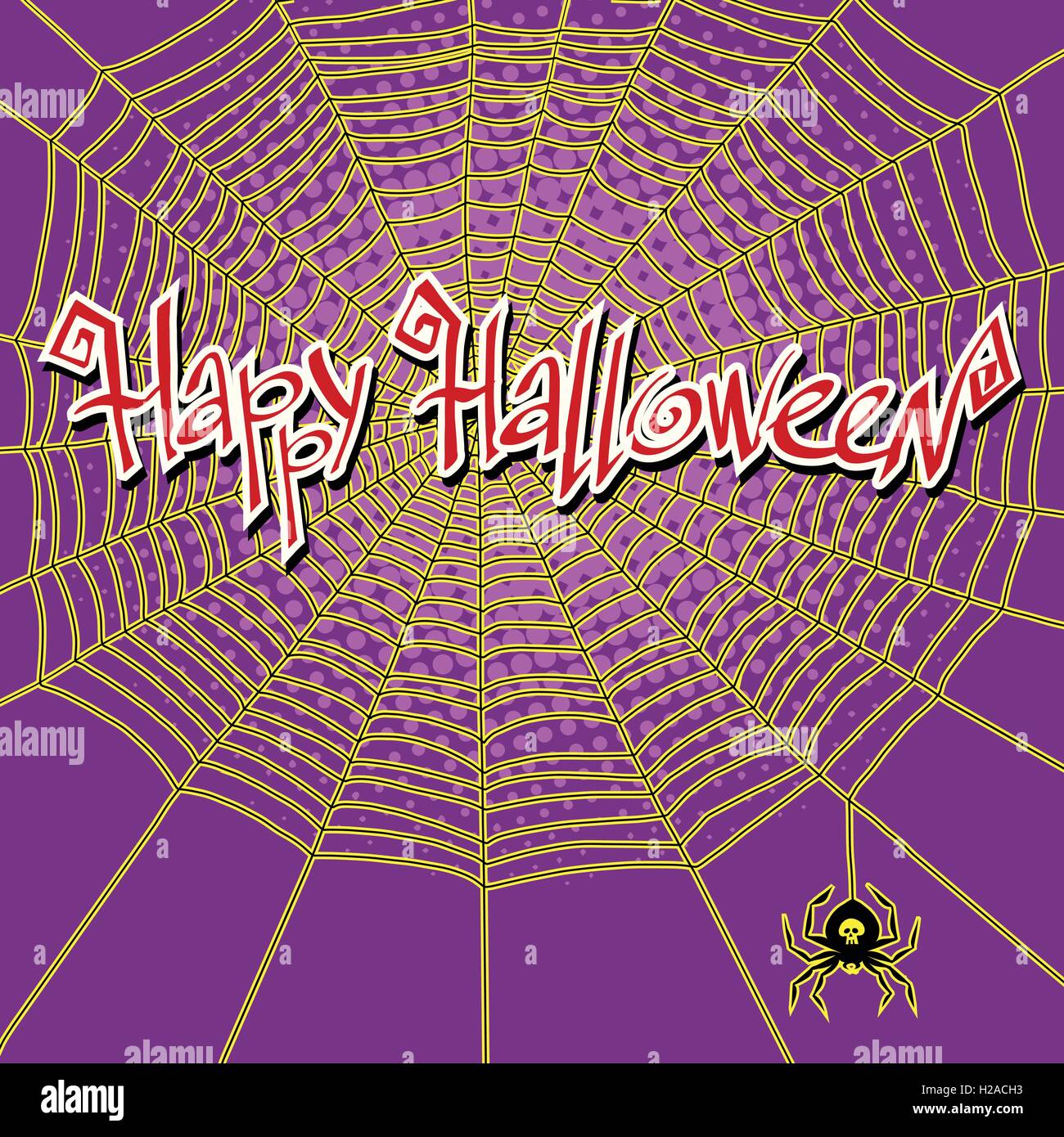Happy Halloween spiderweb and spider Stock Vector