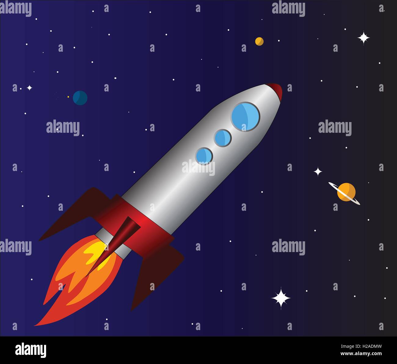 rocket in space Stock Vector Image & Art - Alamy