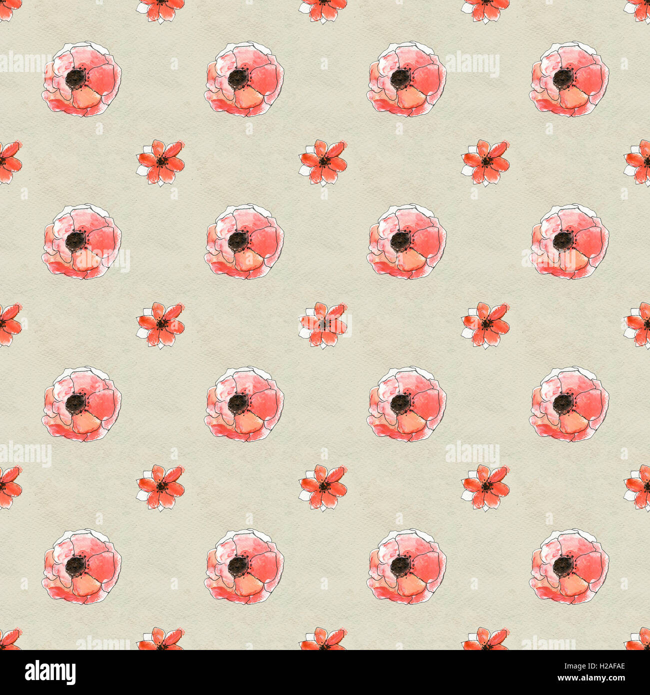 Seamless pattern with red poppy flowers Stock Photo - Alamy