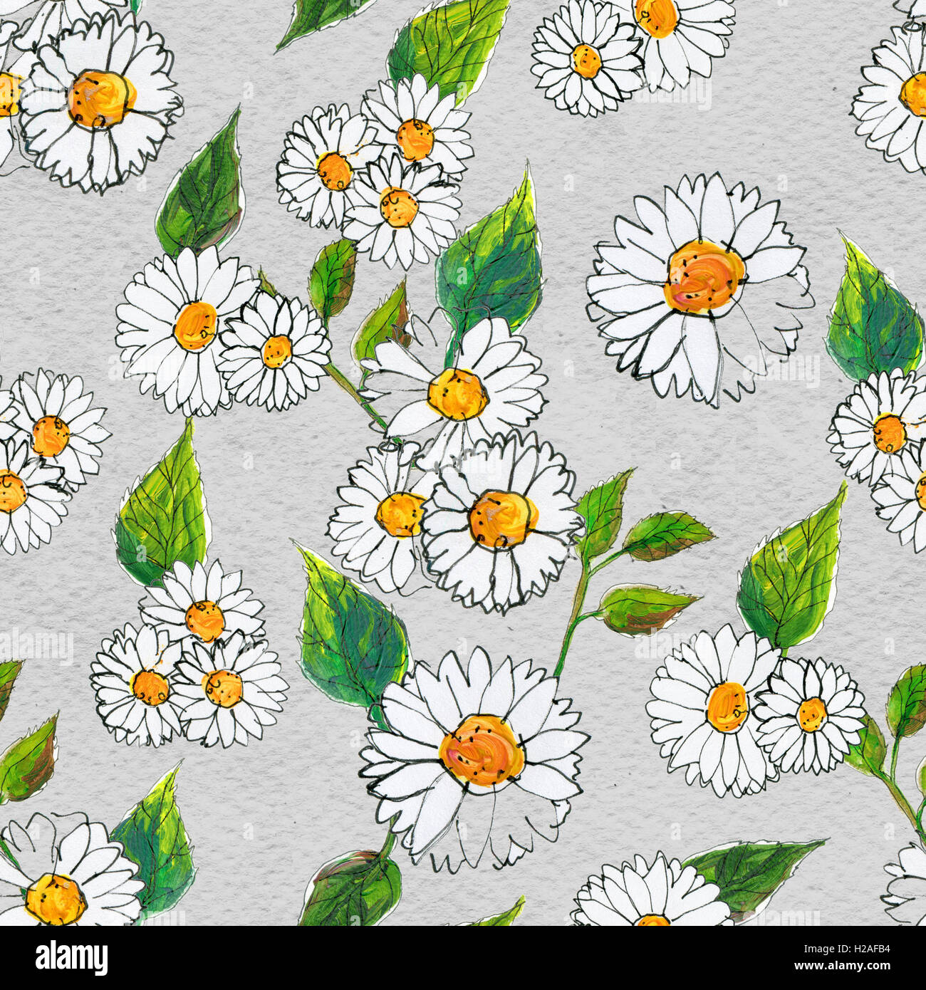 Seamless floral pattern with daisy flowers Stock Photo - Alamy