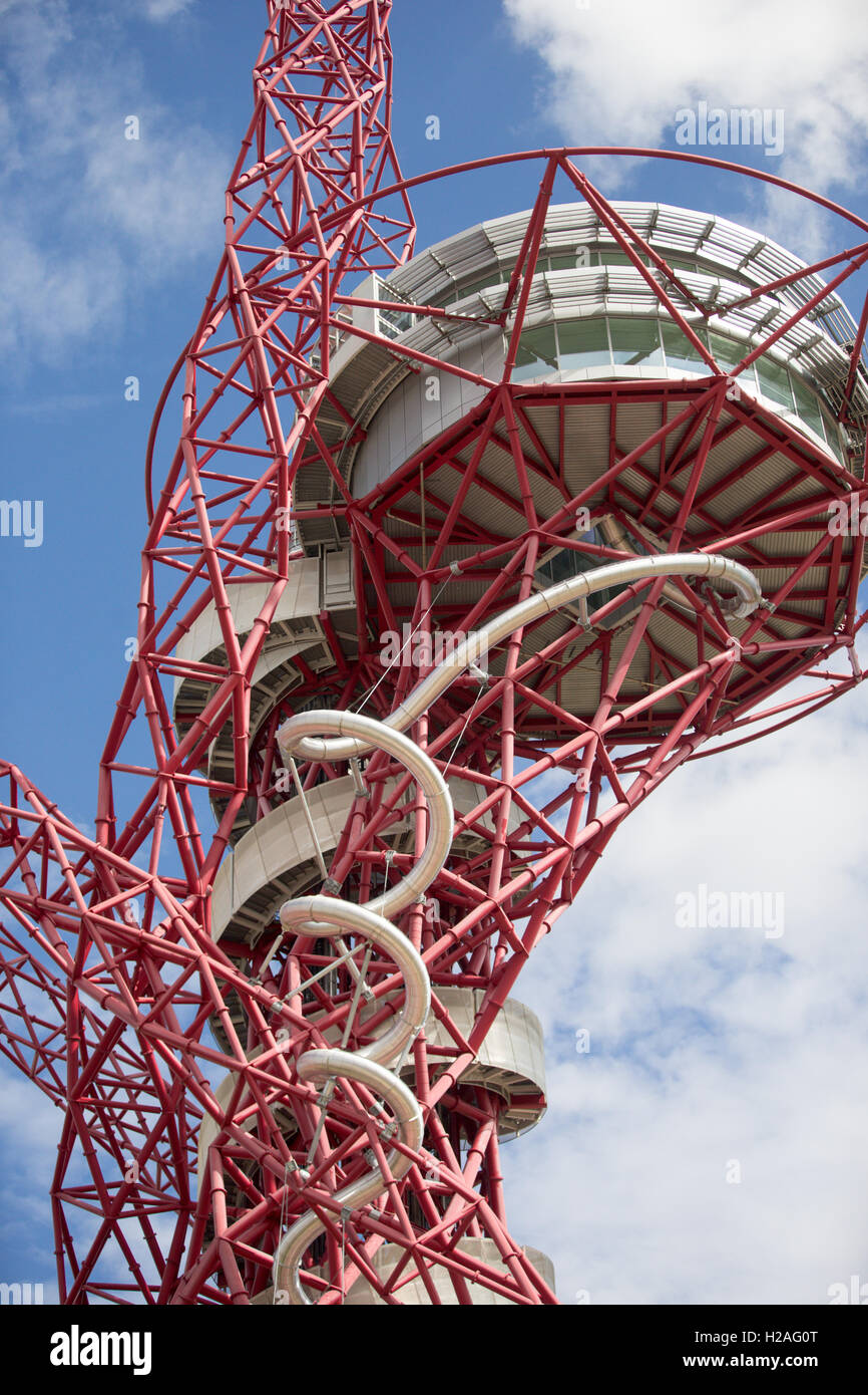 Worlds longest tunnel slide on the ArcelorMittal Orbit tower at The