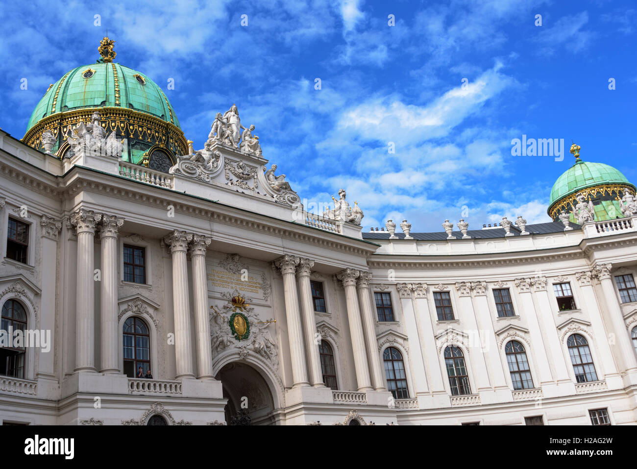 St. Michael's Gate to the Hofburg Palace and St. Michael's Church. Stock Photo
