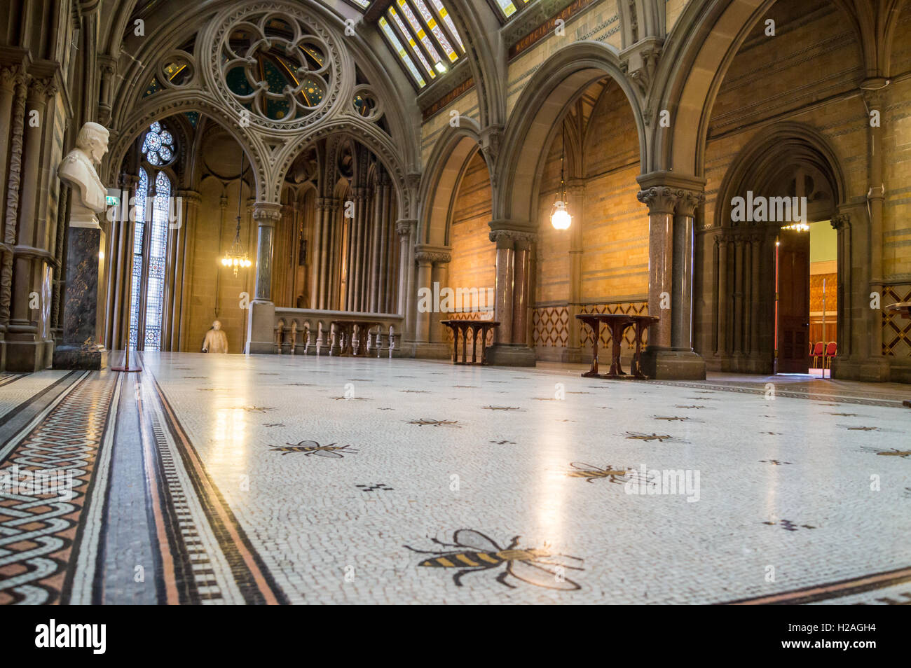 Manchester Town Hall, by Alfred Waterhouse, 1868 - 1877, Albert Square, Manchester, England, bee mosaic Stock Photo