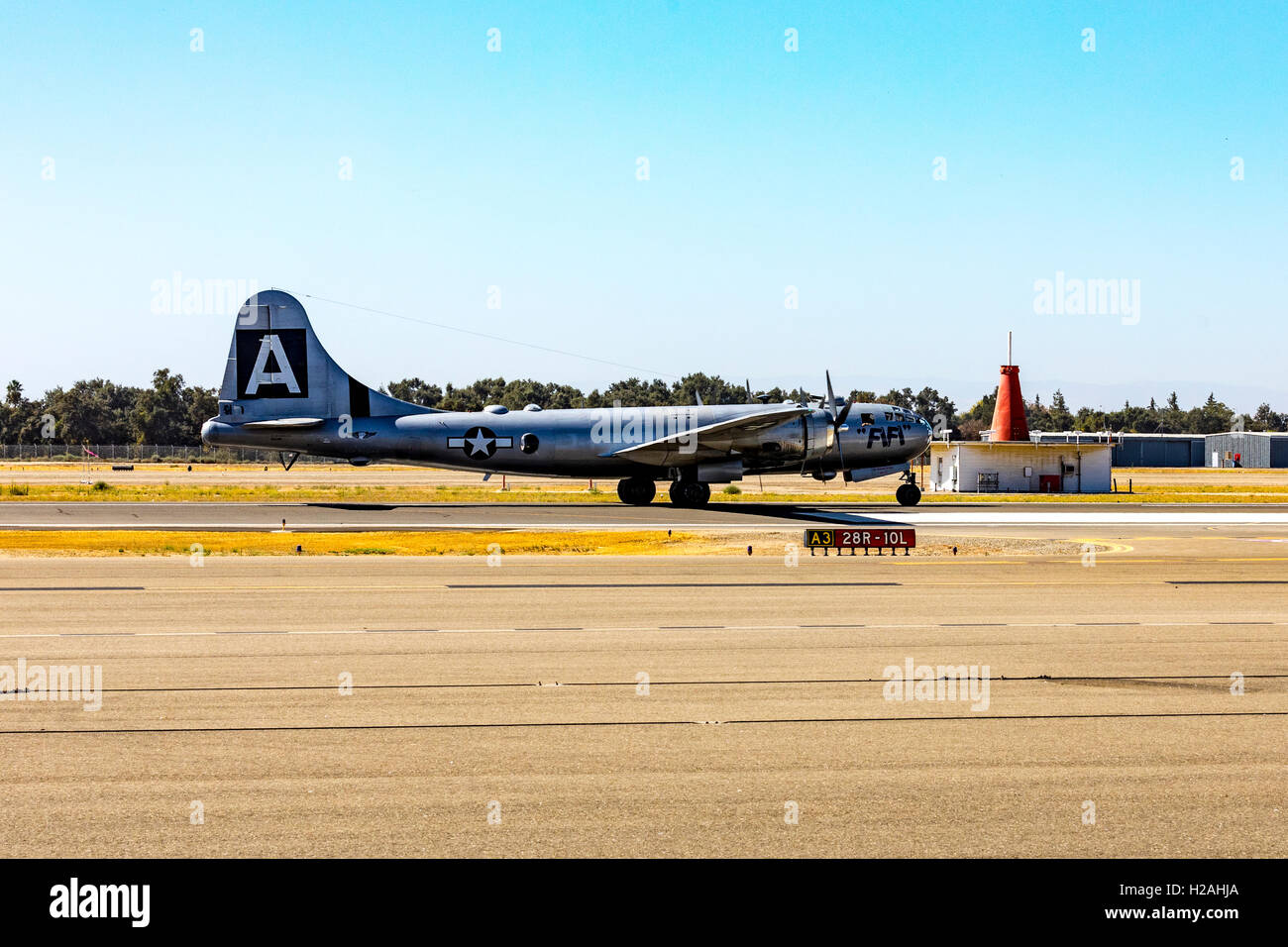 The only operational Boeing B-29 Superfortress 'FIFI' at the Modesto California city airport Stock Photo