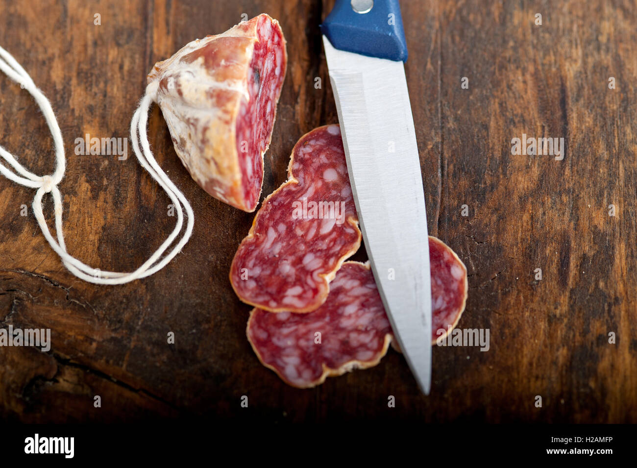 italian salame pressato pressed slicing Stock Photo Alamy