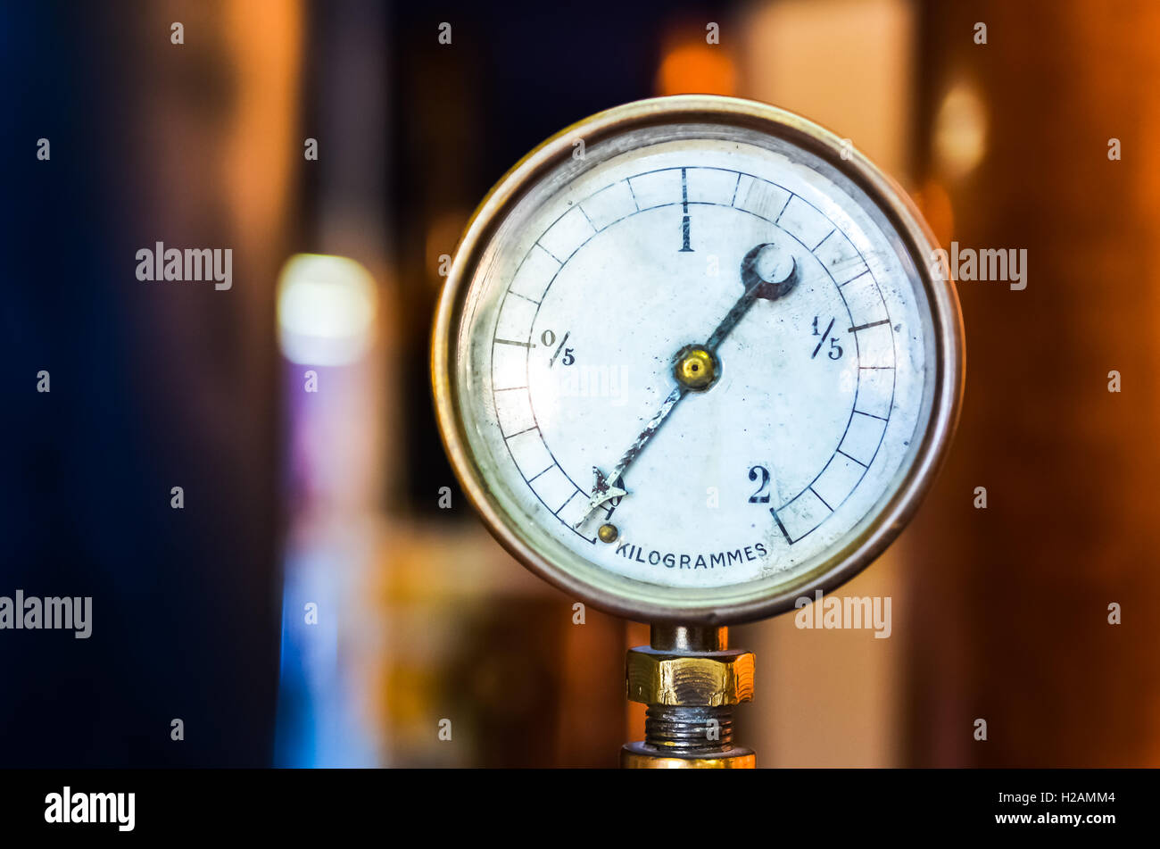 Detail of pressure manometer on nice bokeh background Stock Photo
