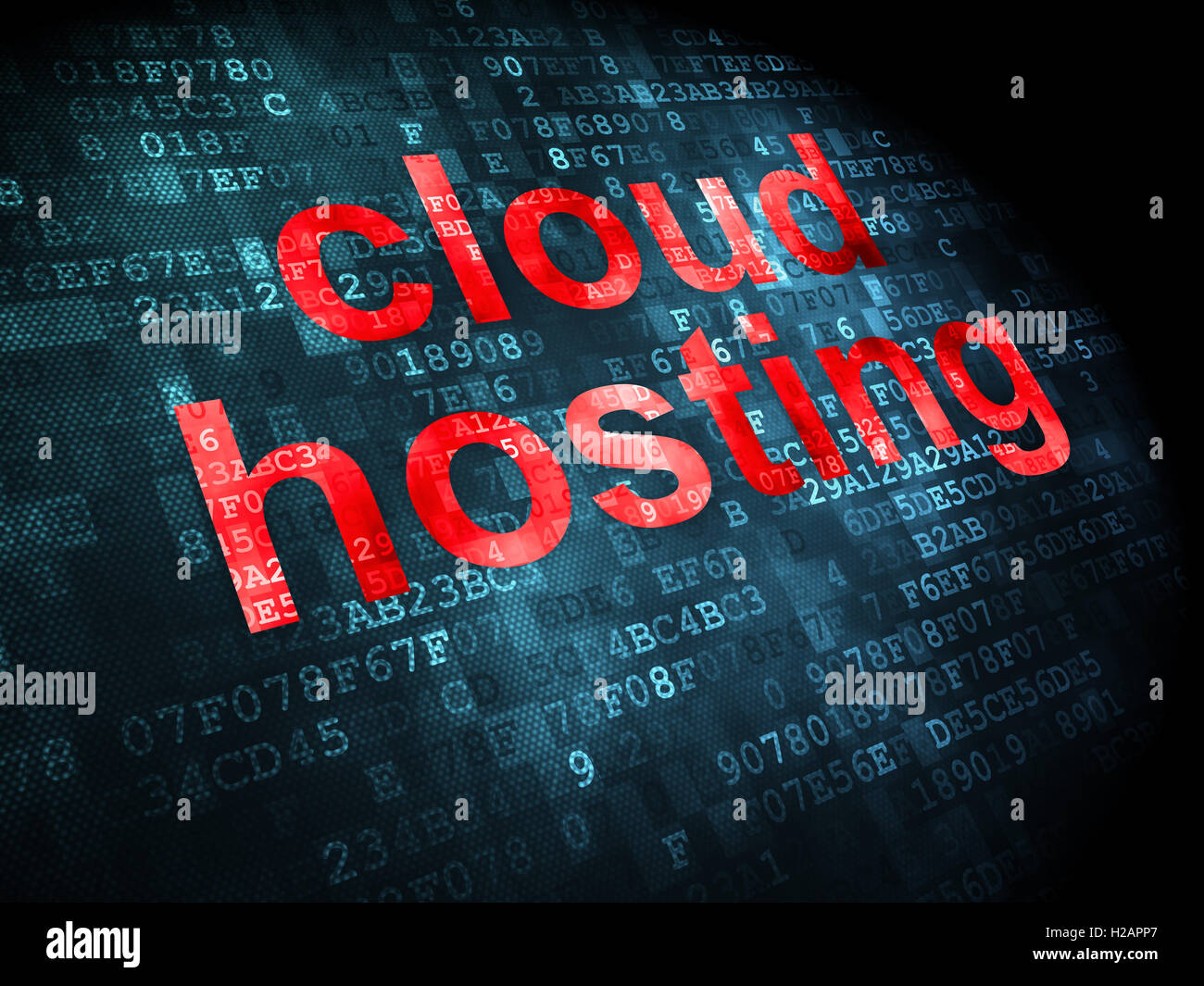 Cloud technology concept: Cloud Hosting on digital background Stock Photo