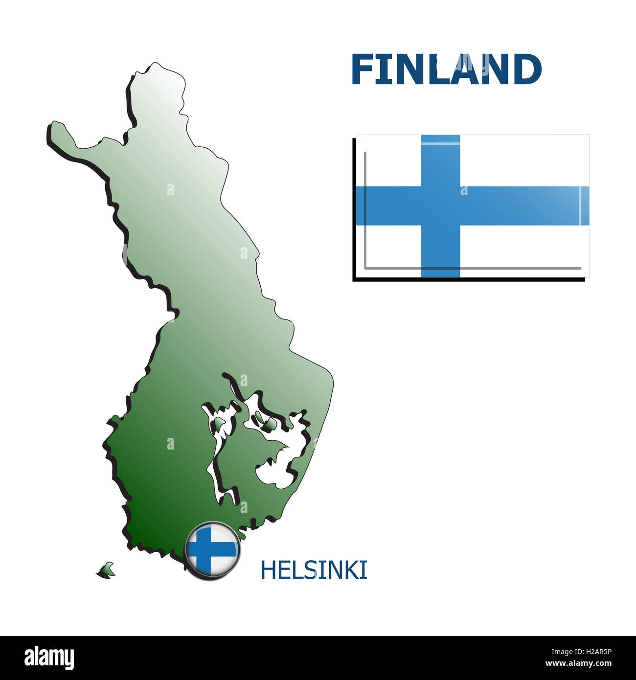 collage map flag badge finland Stock Photo