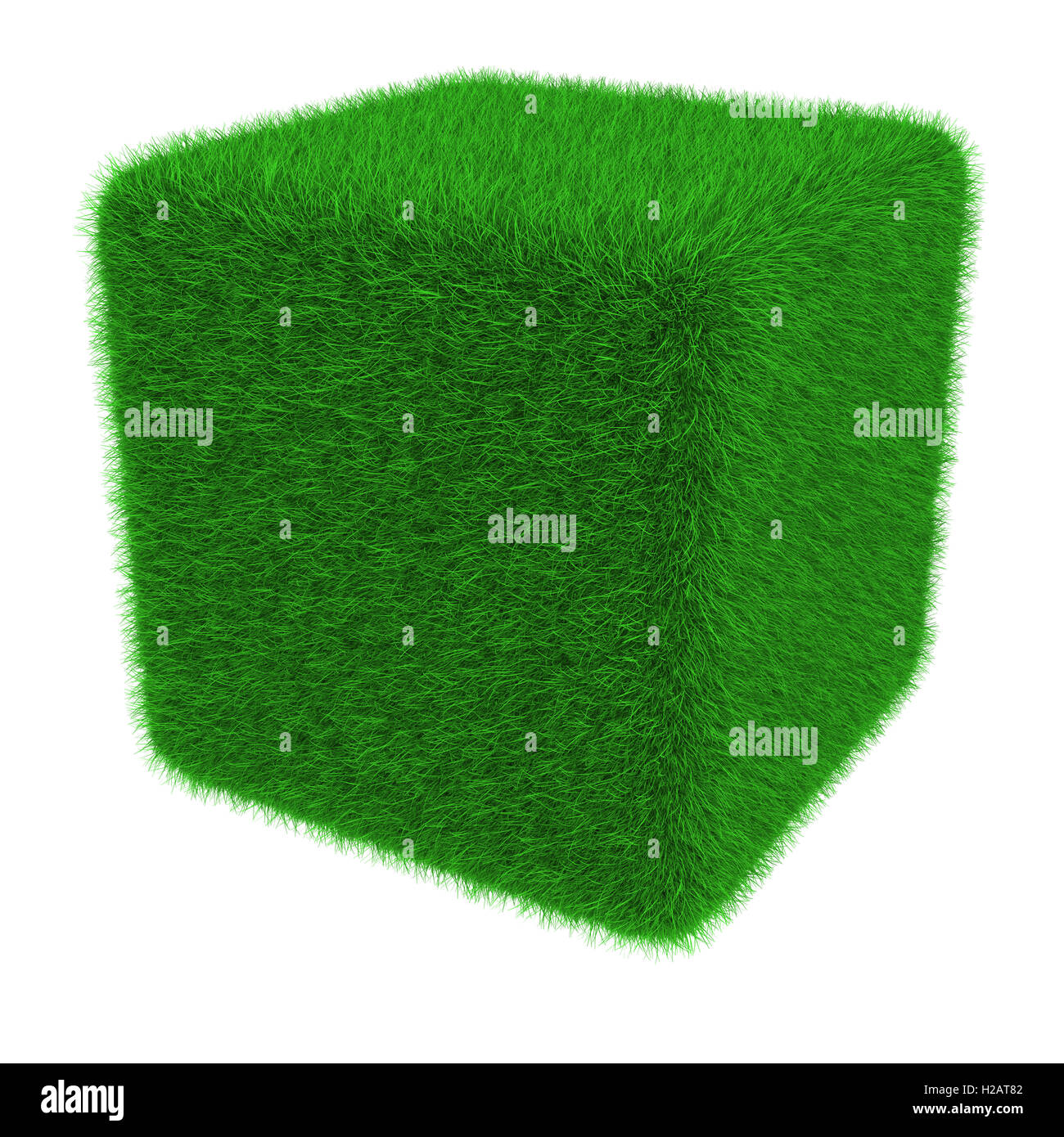 Grassy cube object Stock Photo - Alamy
