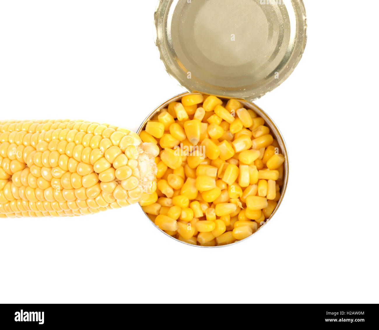 Composition of cop and canned corn Stock Photo Alamy