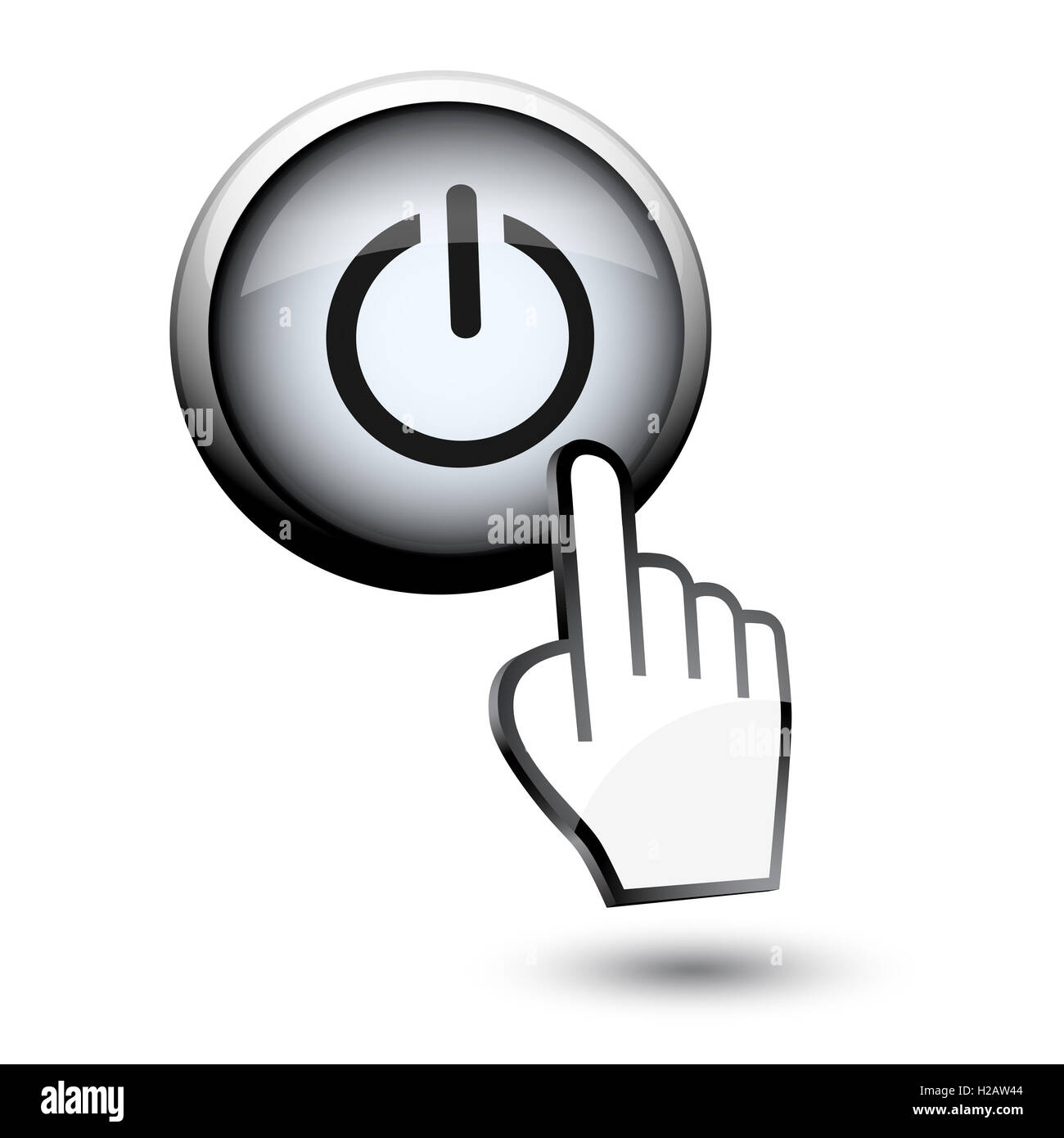 button switch off on and hand cursor Stock Photo