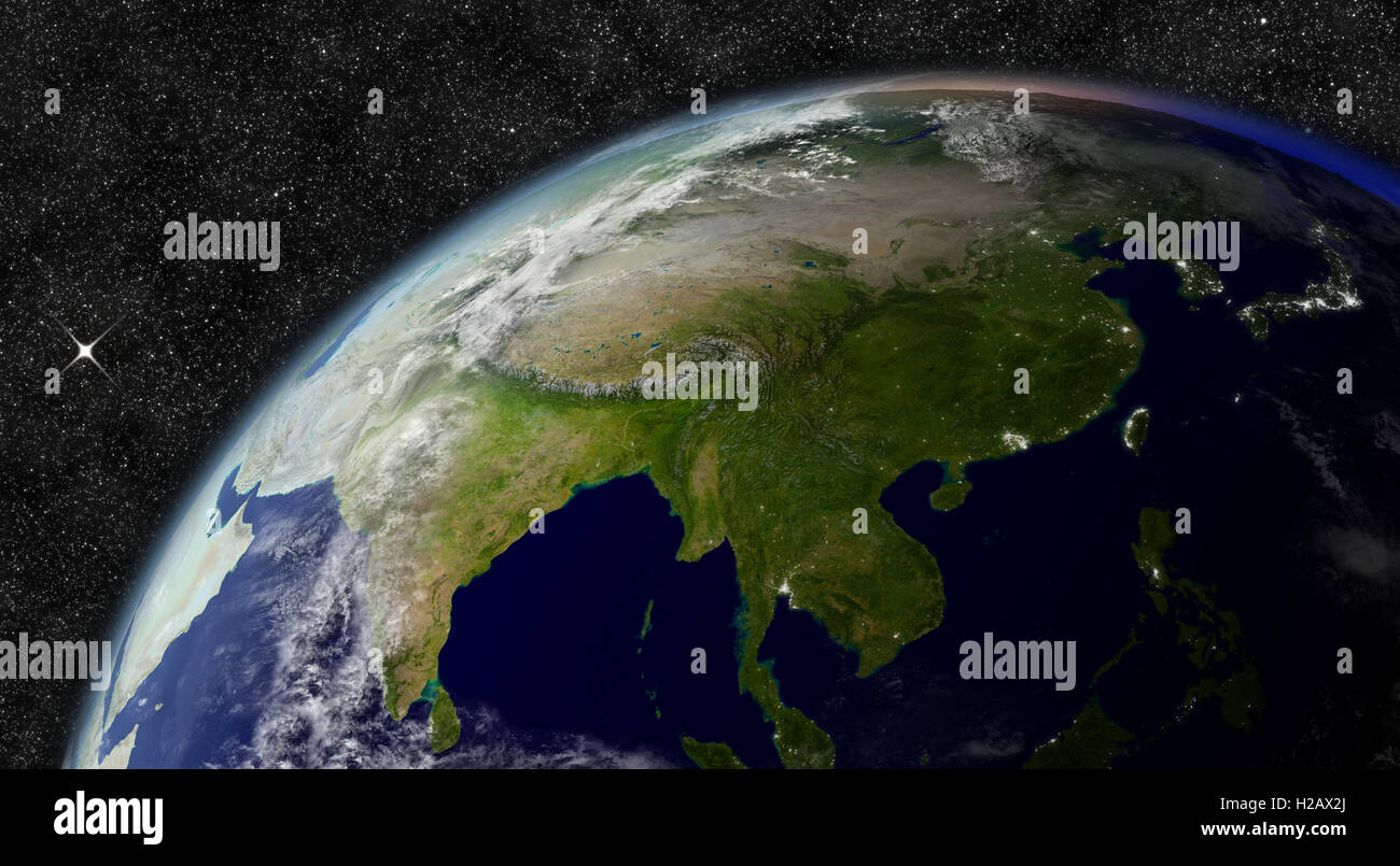 East Asia from space Stock Photo