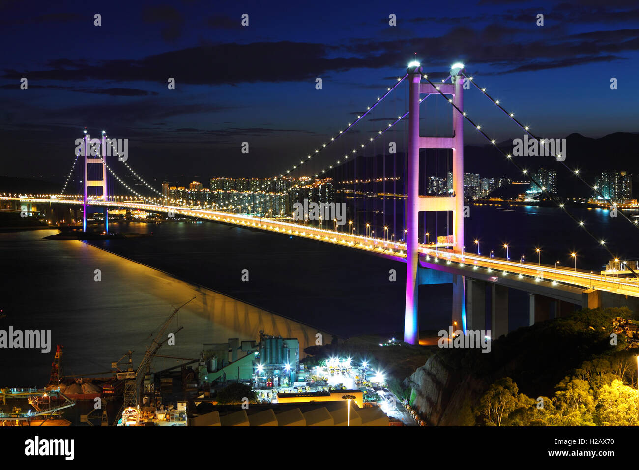 Bridge at sunset in Hong Kong Stock Photo - Alamy