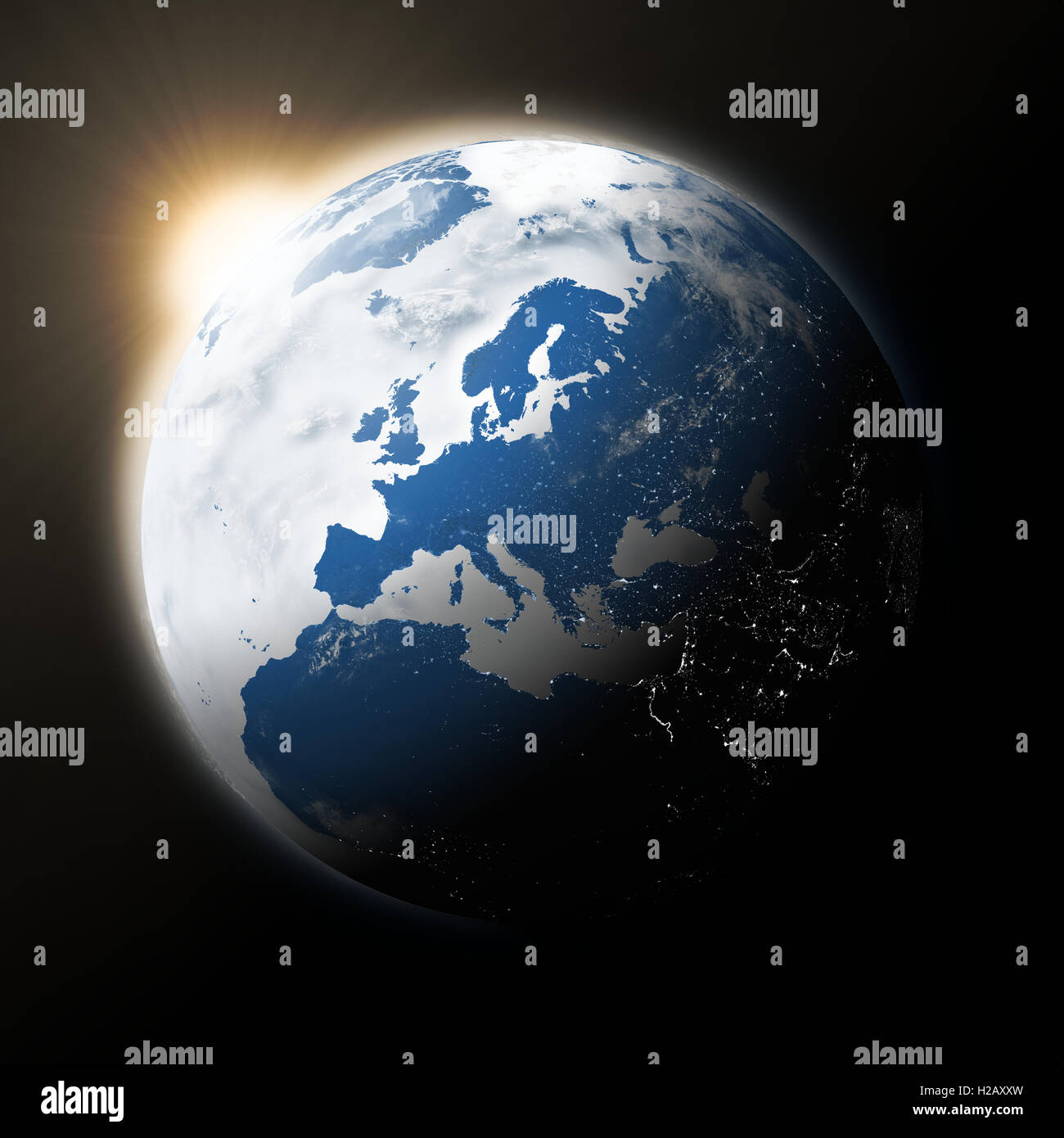 Sun Rising Over Europe Sun over Europe on planet Earth Stock Photo - Alamy