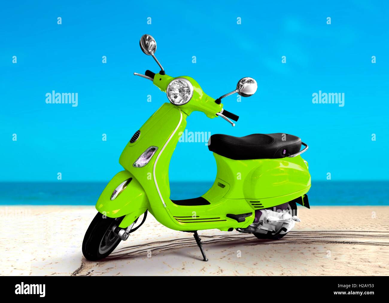 Scooter at The Beach Stock Photo Alamy