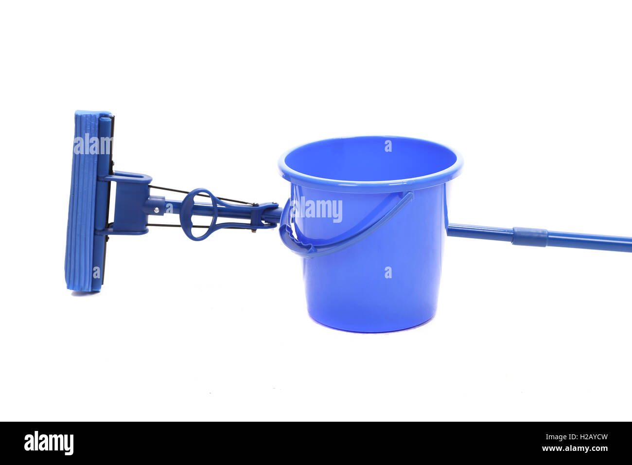 Blue bucket with sponge mop Stock Photo Alamy