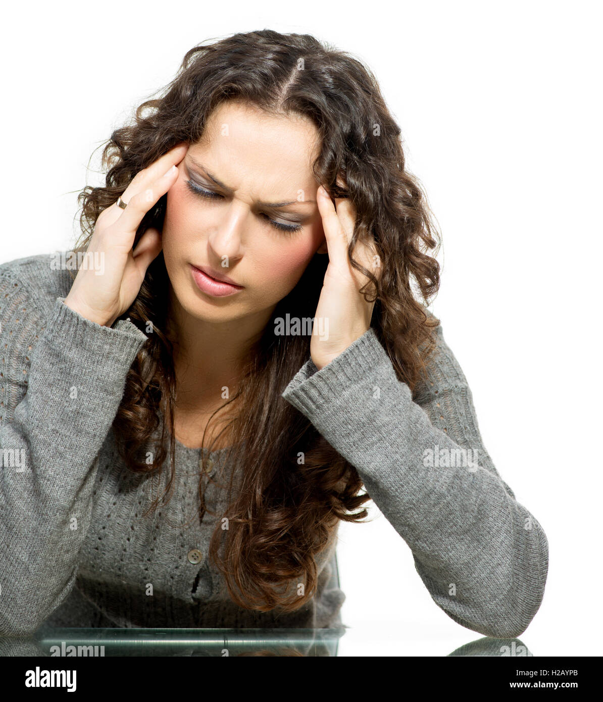 Woman having Headache. Sick Stock Photo