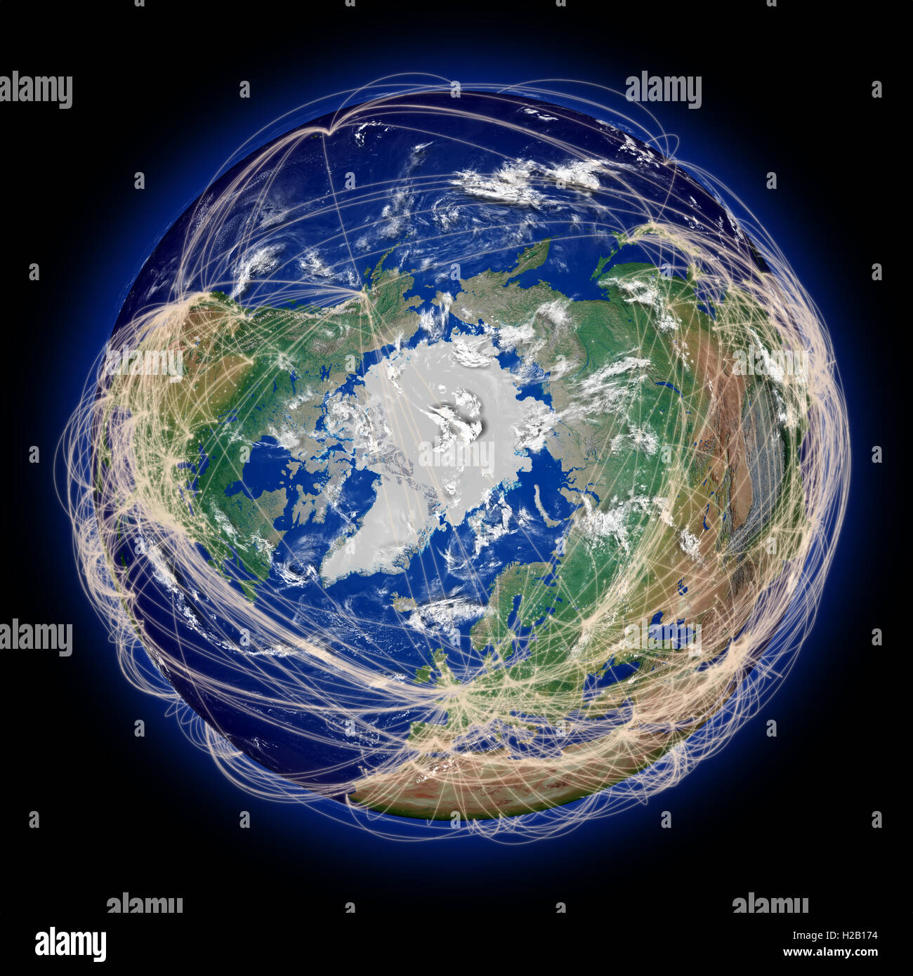World map with flight paths globe hires stock photography and images Alamy
