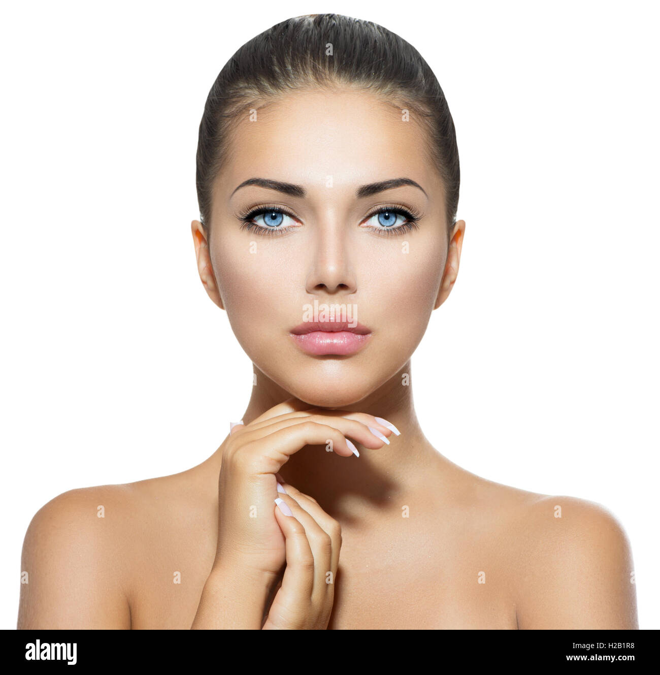 Beauty Portrait. Beautiful Spa Woman Touching her Face Stock Photo - Alamy
