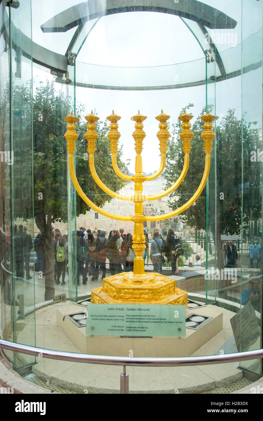 Replica of the Golden temple Menorah, Jerusalem, Israel Stock Photo Alamy