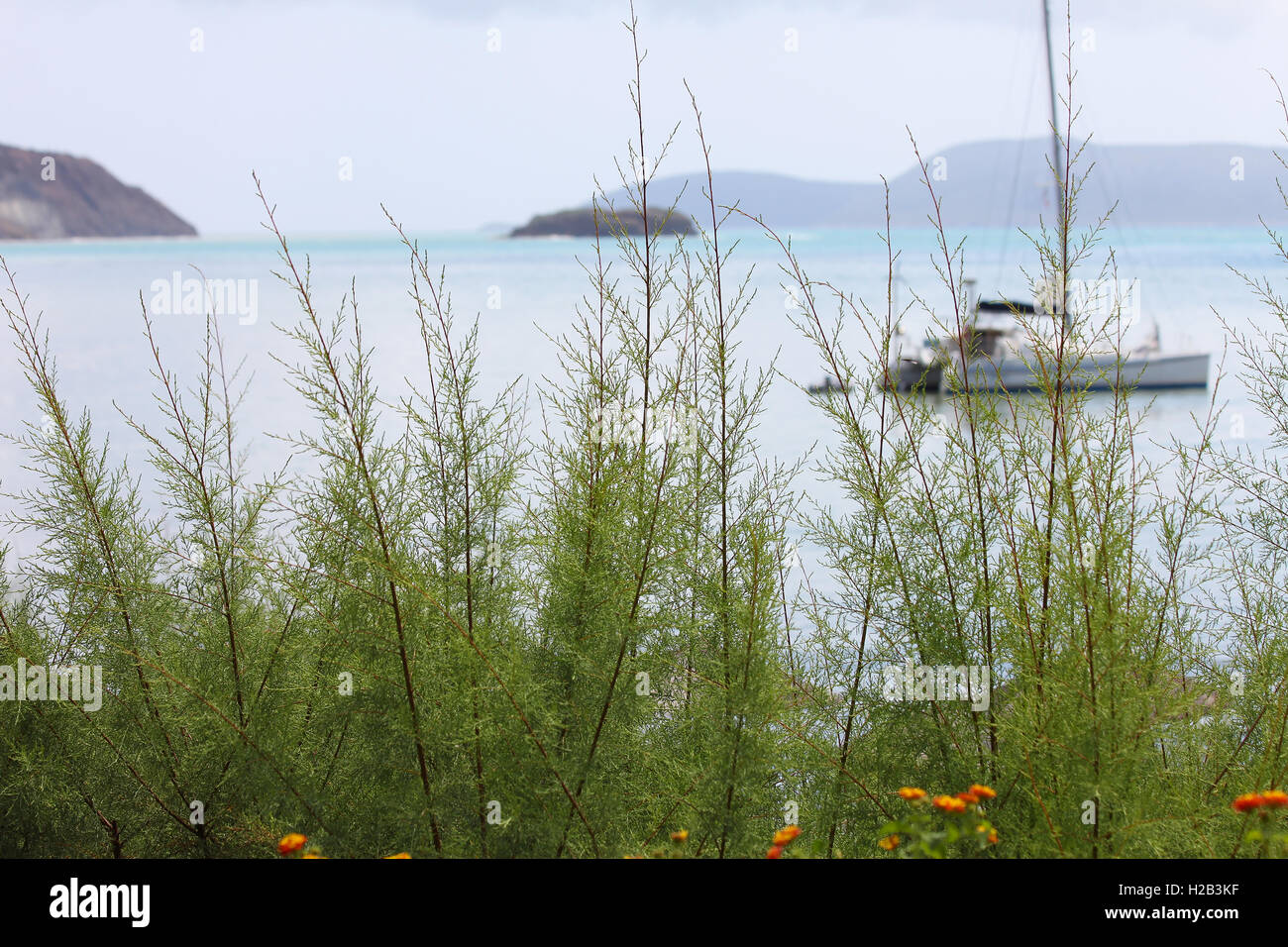 boat in sea methoni greece Stock Photo
