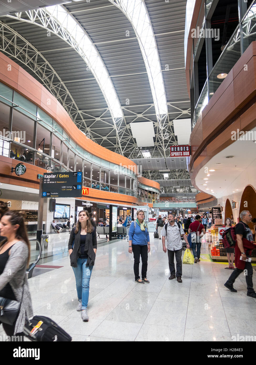 Unidentified people in Departure Hall of Sabiha Gokcen International