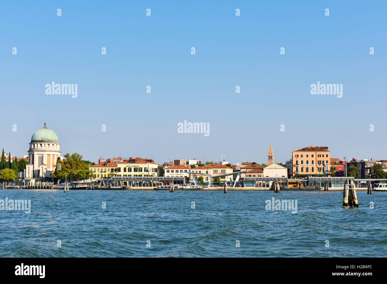 Lido, boat landing, Lido di Venezia, Venice, Veneto, Italy Stock Photo