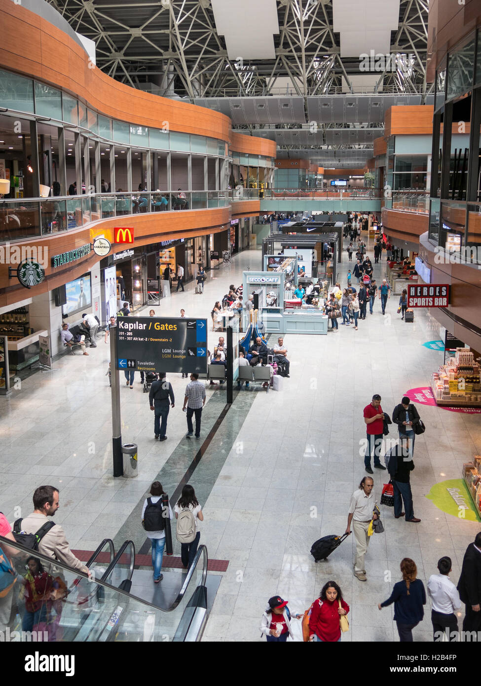 Unidentified people in Departure Hall of