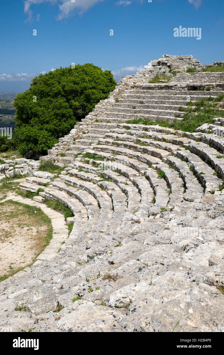 Amphitheater, ancient theater of Segesta, Province of Trapani, Sicily, Italy Stock Photo