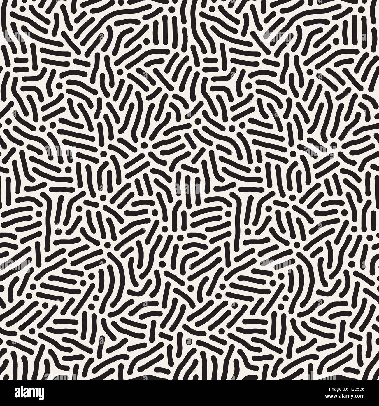 Vector Seamless Black and White Organic Lines Pattern Stock Vector ...