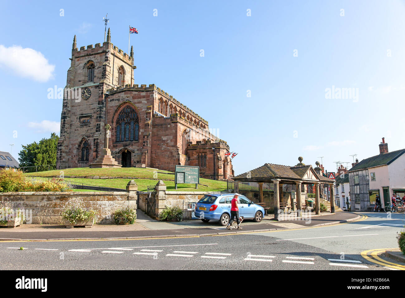 Parish Church of Saint James the Great in the centre of the village of Audlem Cheshire England UK Stock Photo