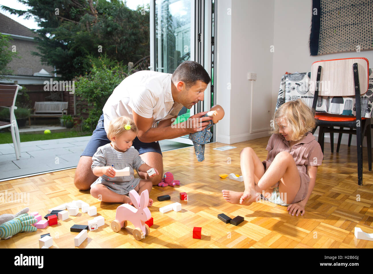 Stay-at-home dad, taking shared parental leave, one of just 3,000 British fathers said to be taking up shared parental leave. Stock Photo