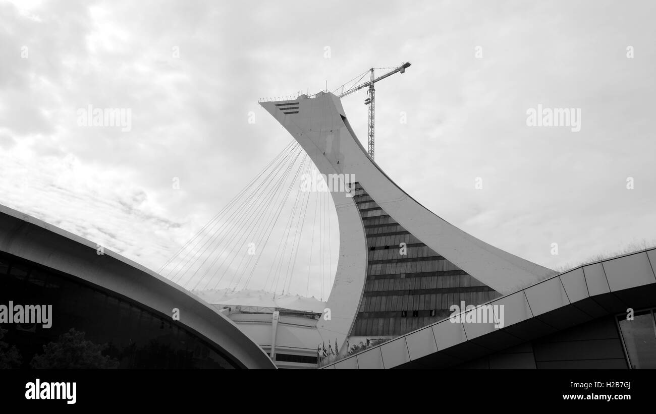 Architectural details of the Montreal Olympic Stadium Stock Photo