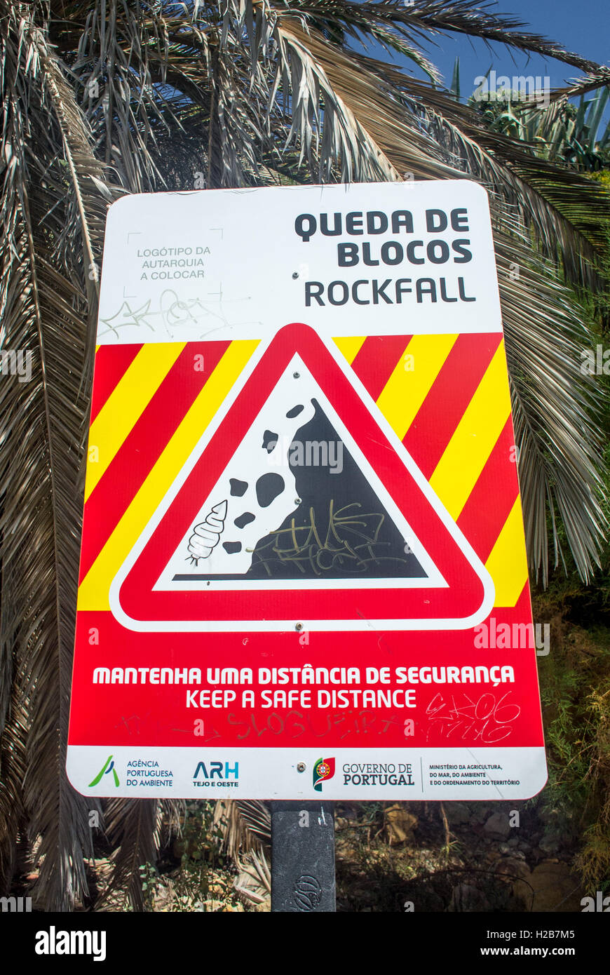 Danger rockfall sign notice hi-res stock photography and images - Alamy