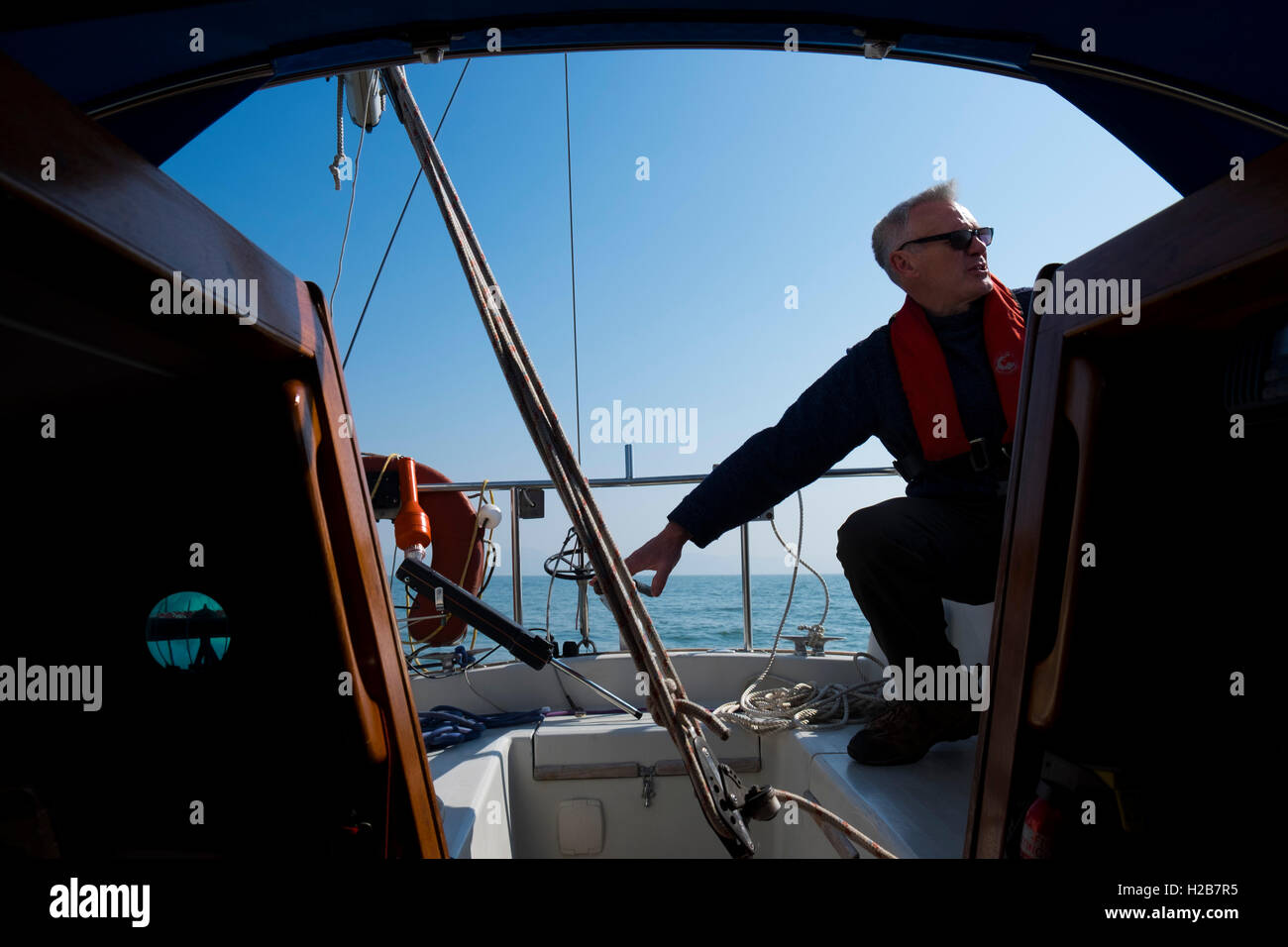 Single handed sailing in the bristol channel hires stock photography