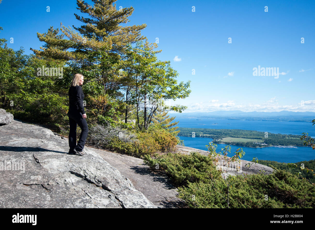 View from the summit of Rattlesnake mountain in Willsboro NY Stock