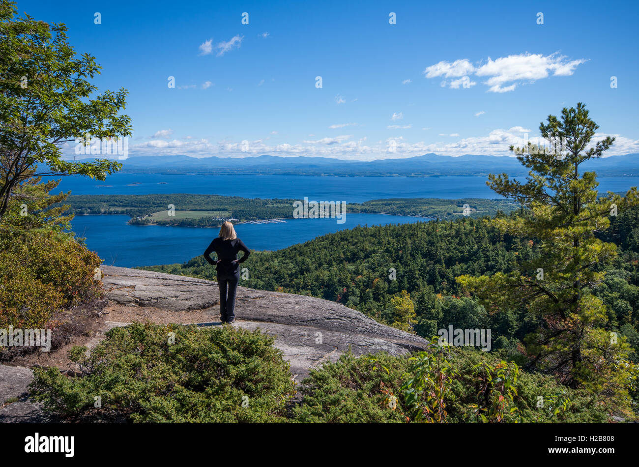 View from the summit of Rattlesnake mountain in Willsboro NY Stock
