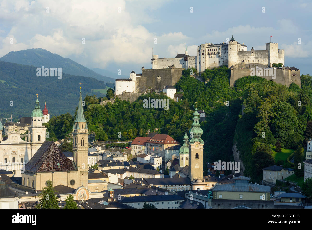 Salzburg: old town, Hohensalzburg Castle, view from Mönchsberg ...