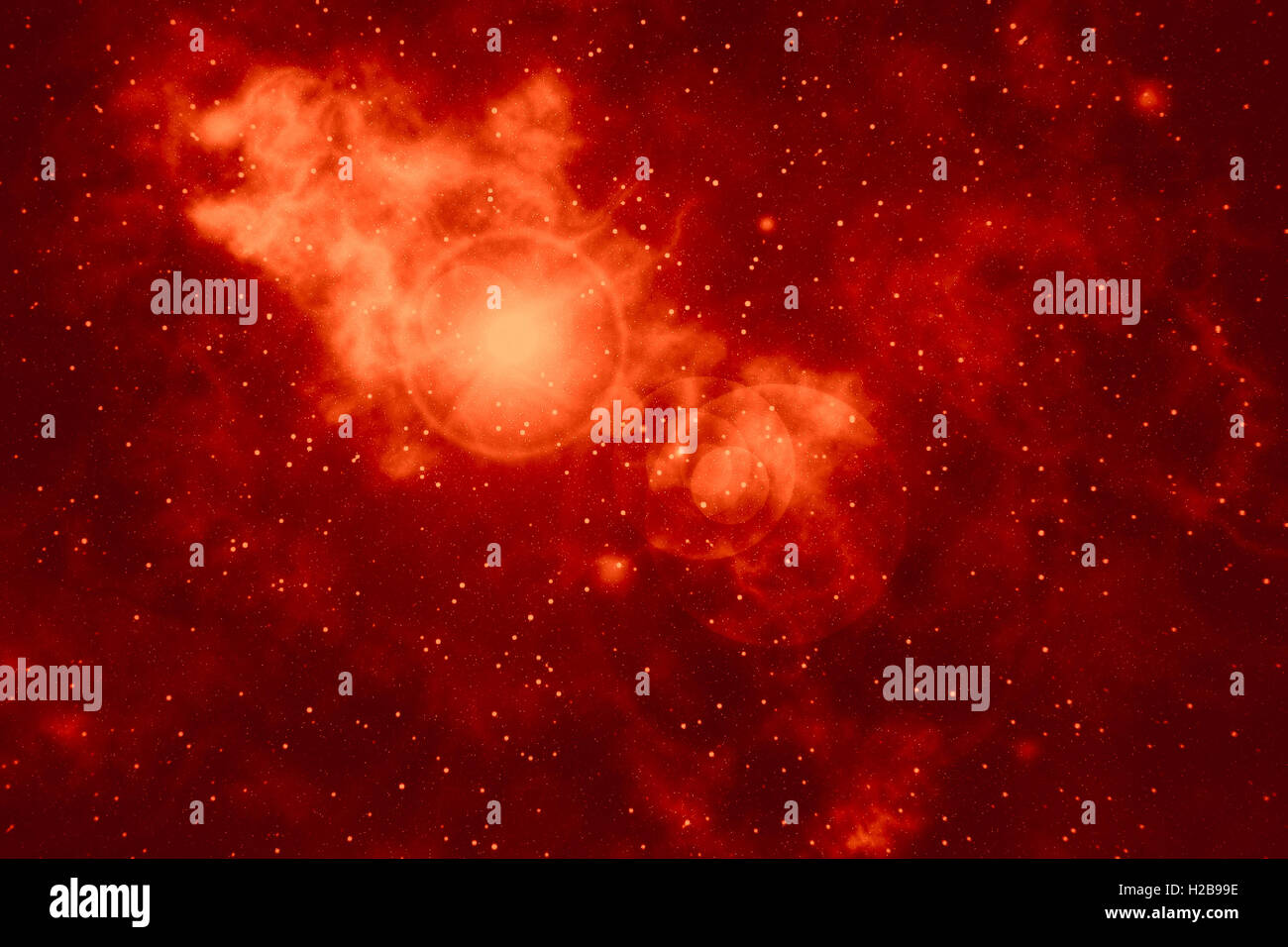 Background texture in red with artistic view on supernova explosion pattern. Can be used as a wallpaper. Stock Photo