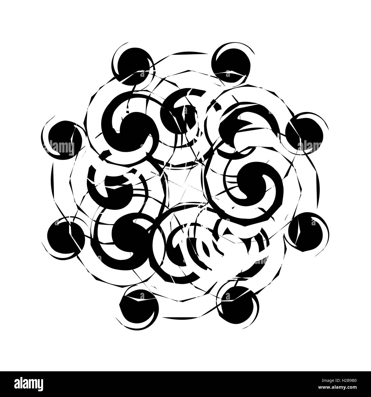 Black and White Abstract Psychedelic Art Background. Vector Illu Stock ...