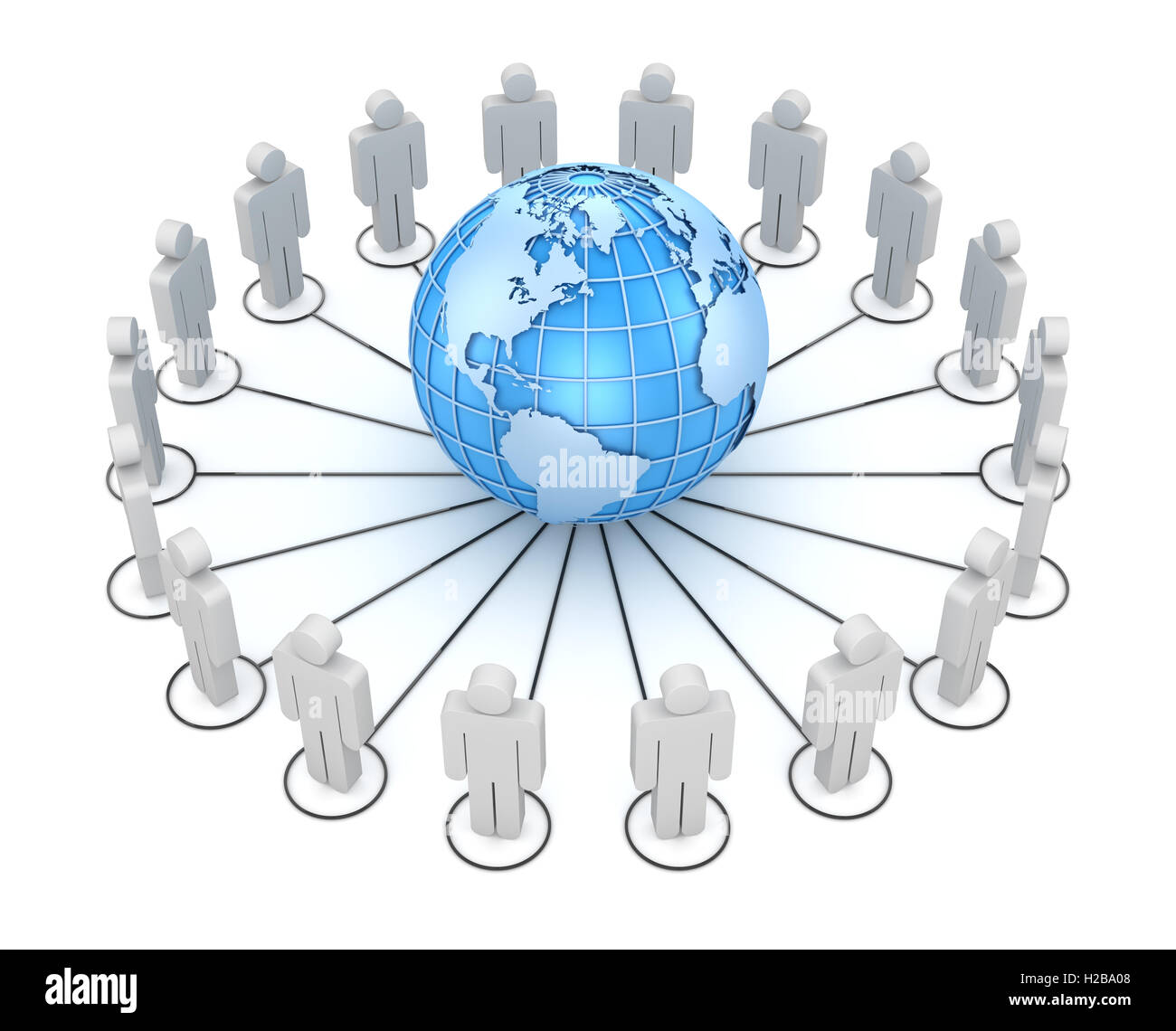 People together around the globe , This is a 3d rendered computer generated image. Isolated on white. Stock Photo