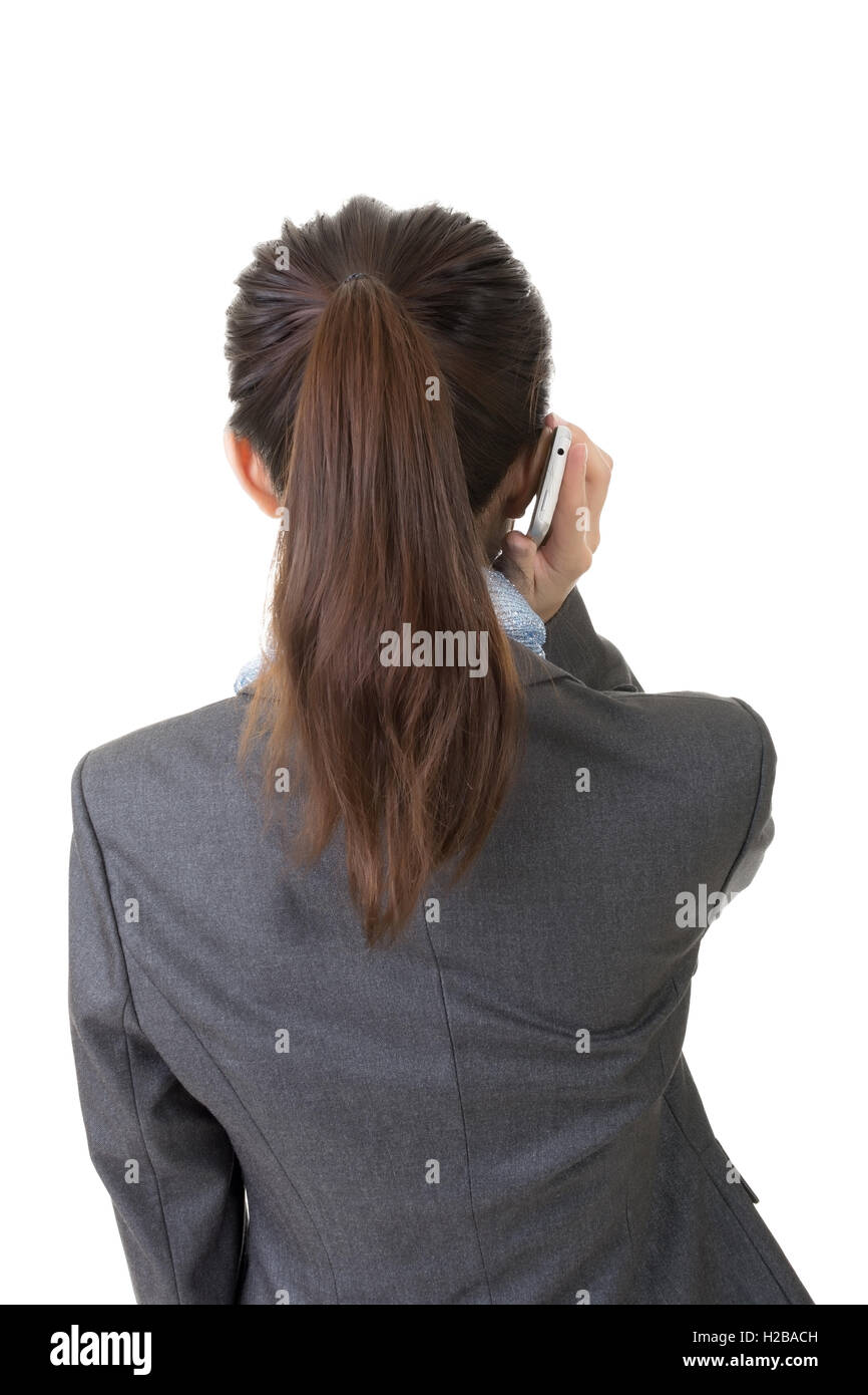 talk on phone, rear view Stock Photo - Alamy