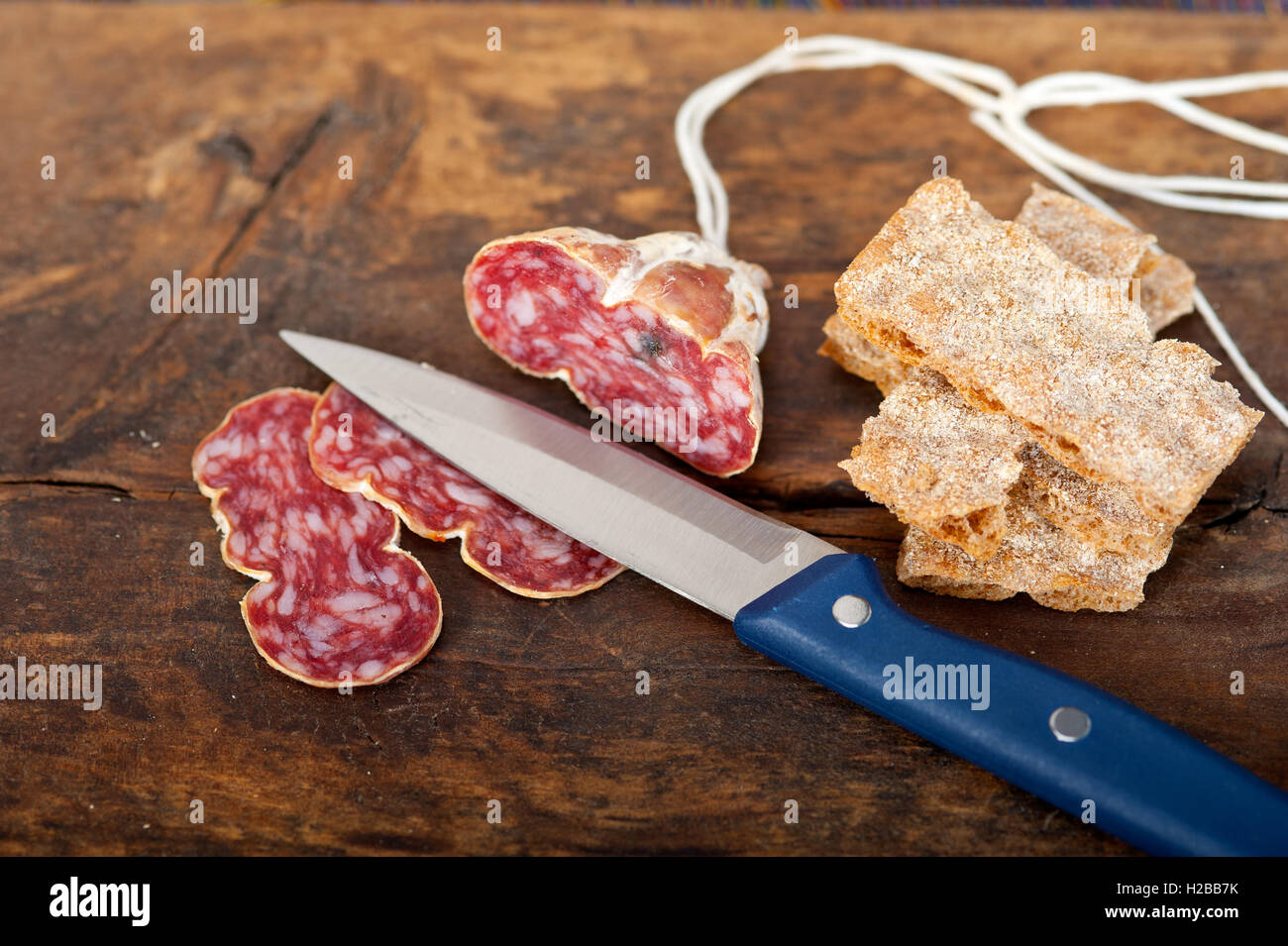 italian salame pressato pressed slicing Stock Photo Alamy