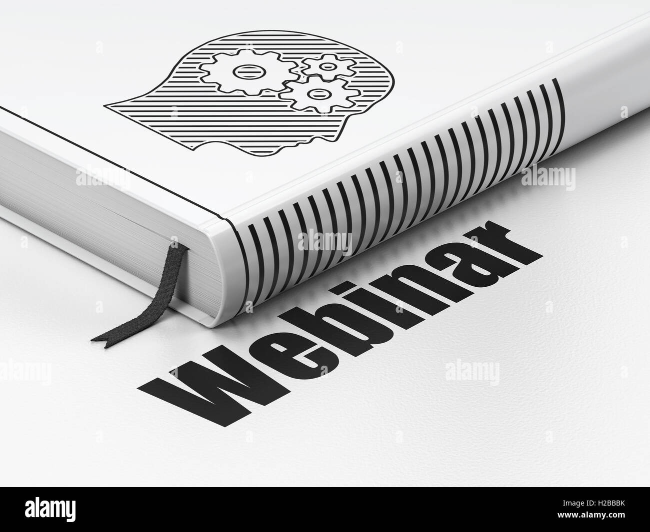 Education concept book Head With Gears, Webinar on white background