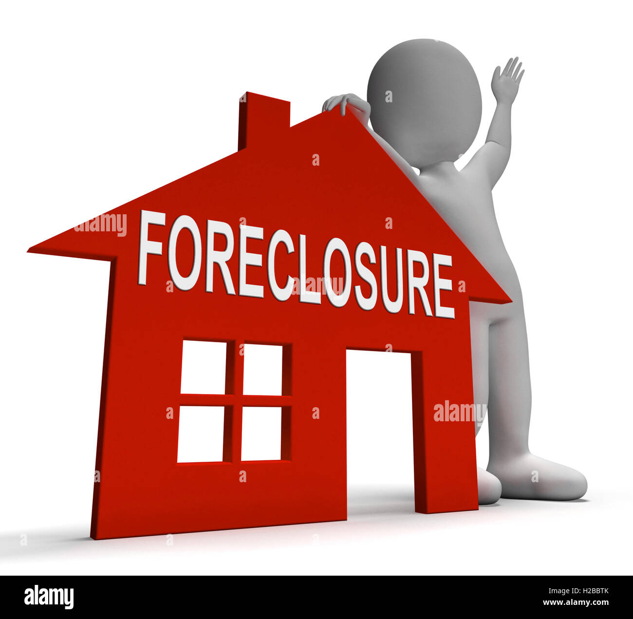 Foreclosure House Shows Repossession And Sale By Lender Stock Photo