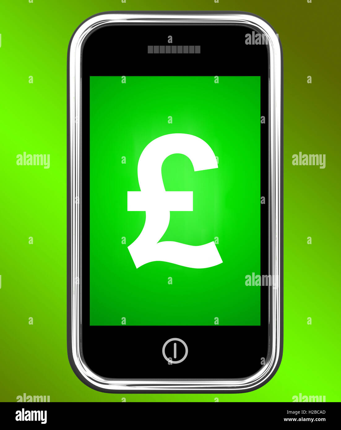 Pound Sign On Phone Shows British Money Gbp Stock Photo
