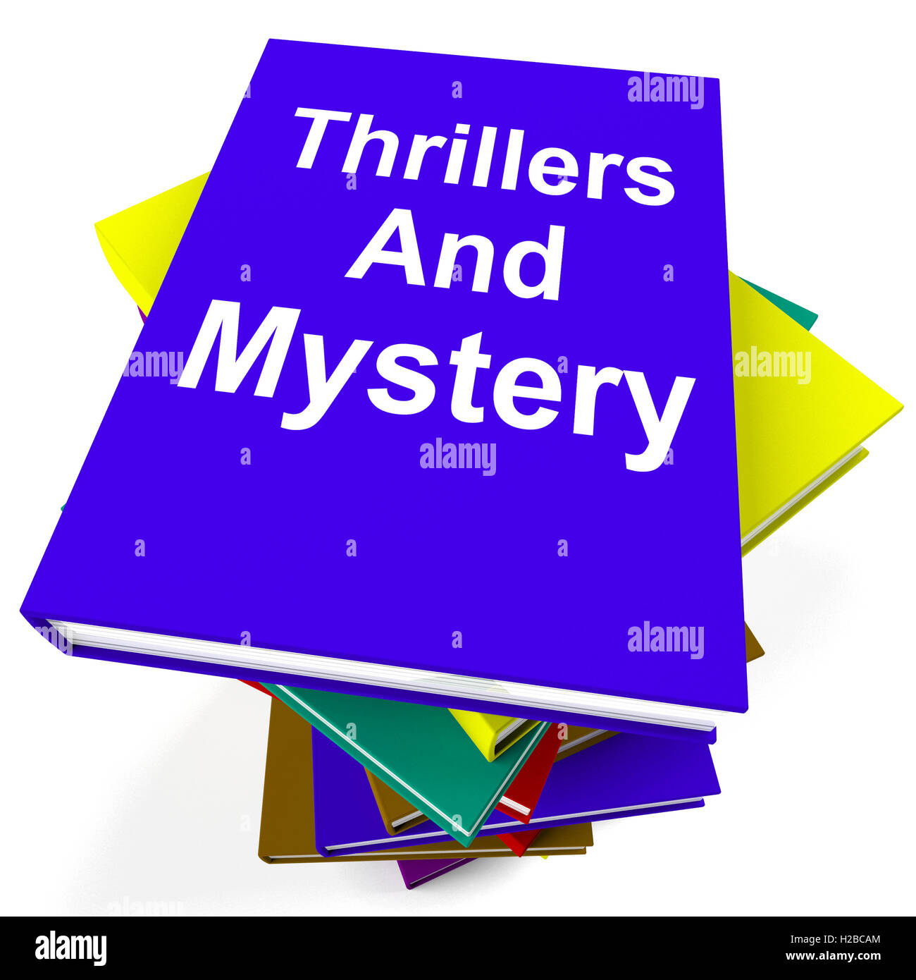 Thrillers and Mystery Book Stack Shows Genre Fiction Books Stock Photo